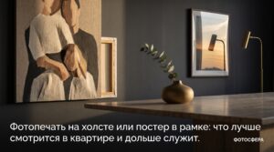 Фотопечать на холсте и постер в рамке в интерьере квартиры