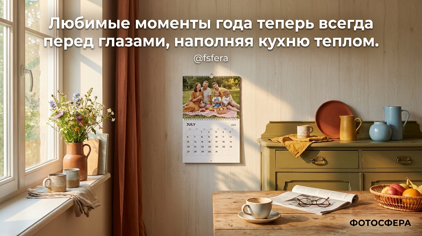 Печать фото на тему: Фотокалендарь на заказ — 12 месяцев и 12 лучших моментов года на стене кухни работают лучше любого планера и мотивационной цитаты