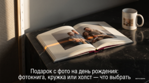 Подарок с фото на день рождения, фотокнига, кружка, холст